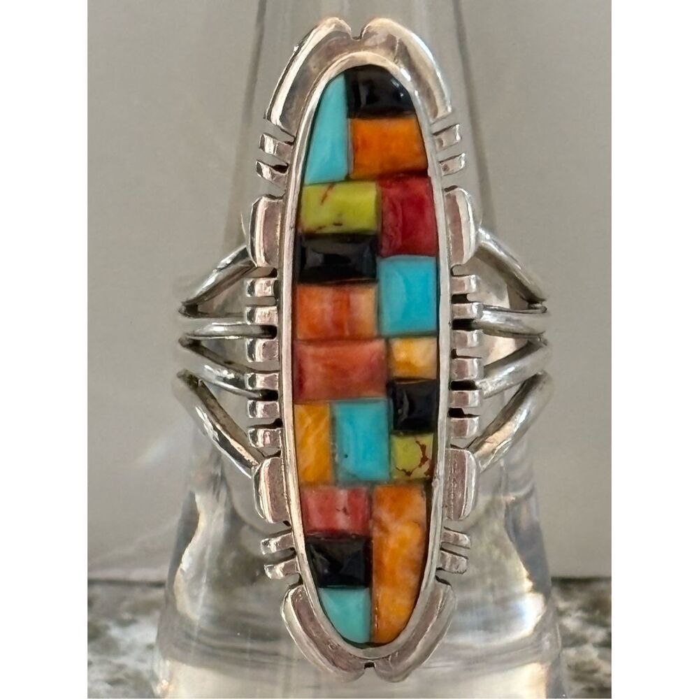 Vintg Thomas Singer navajo turquoise silver 5 pc necklace ring bracelet earrings - Picture 2 of 14